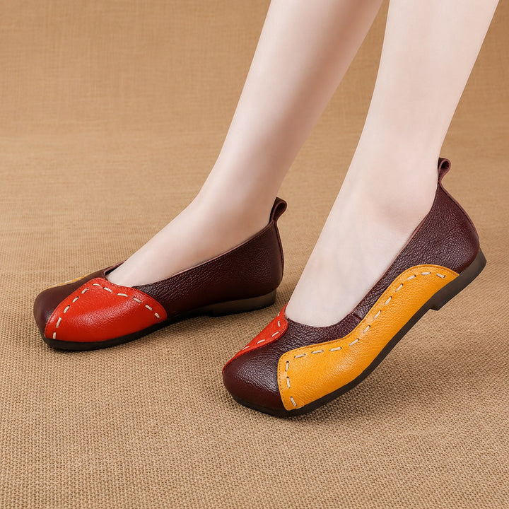 Colorblock Soft Leather Flats