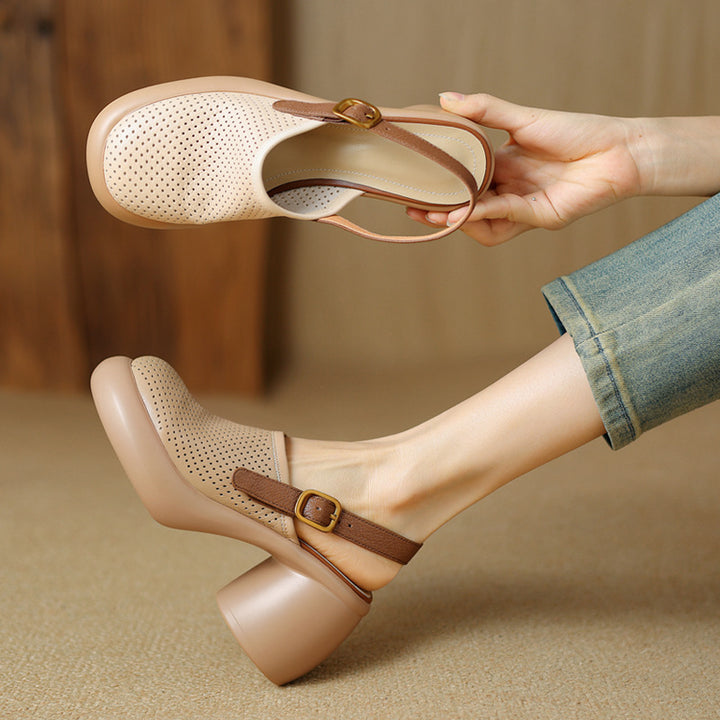 Breathable Perforated Slingback Heels