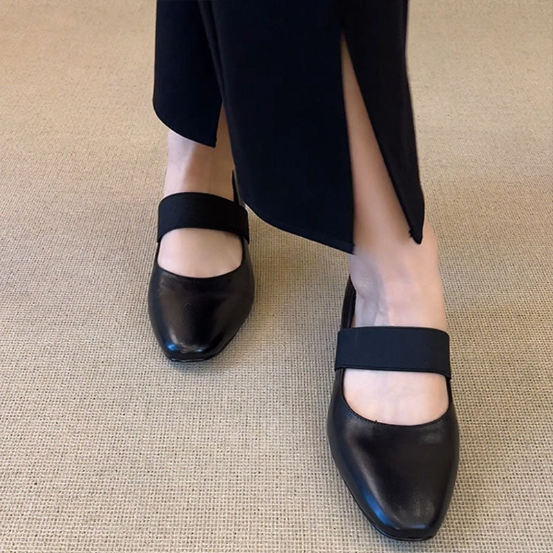 Soft Leather Mary Jane Wedge Pumps
