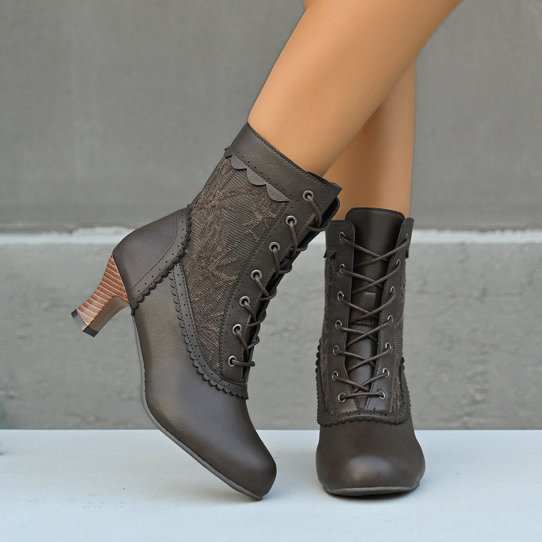 Vintage Lace-Up Brogue Ankle Boots