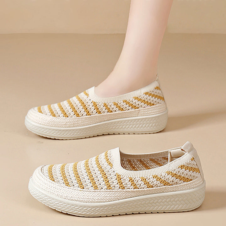 Striped Knit Slip-On Walking Shoes