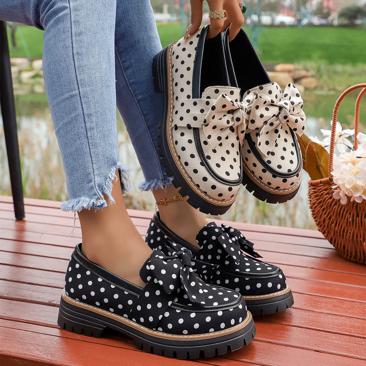 Polka Dot Bow Chunky Loafers
