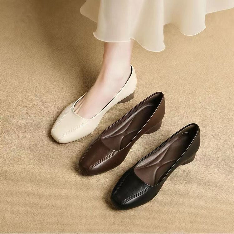 Classic Square Toe Low Heel Pumps