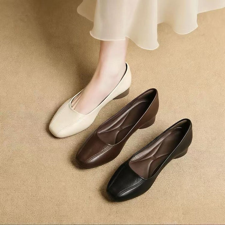 Classic Square Toe Low Heel Pumps