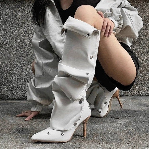 Slouchy Pointed Toe Stiletto Boots