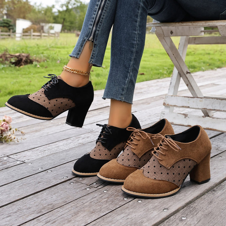 Polka Dot Lace-Up Heels