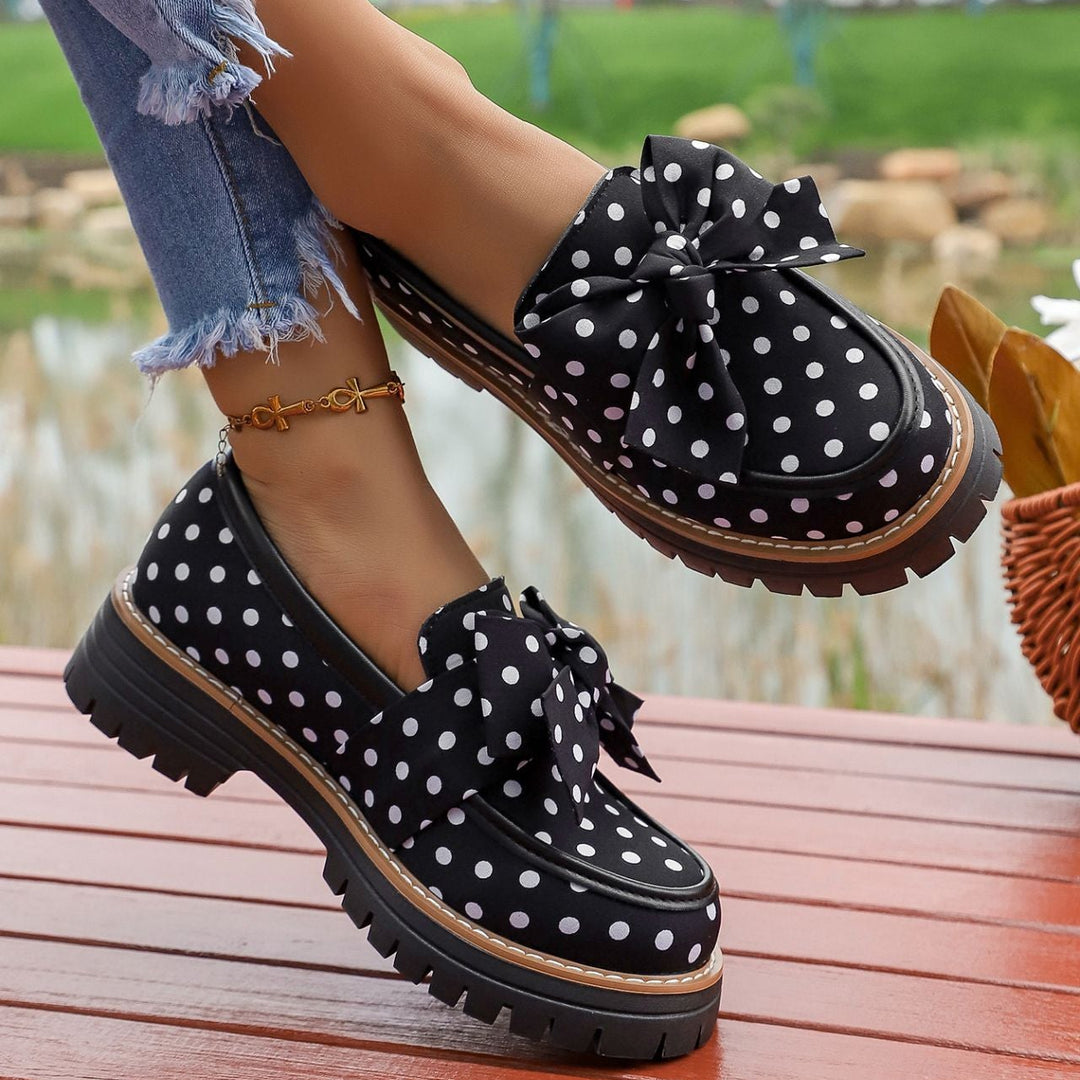 Polka Dot Bow Chunky Loafers