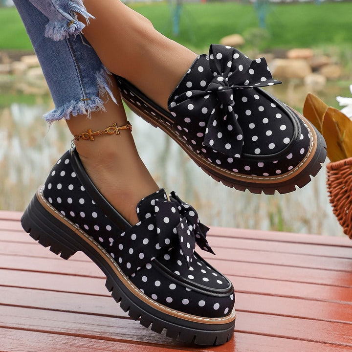 Polka Dot Bow Chunky Loafers