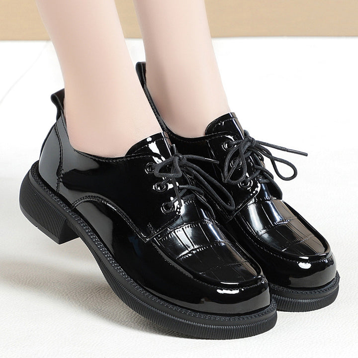 Glossy Black Lace-Up Oxford Shoes