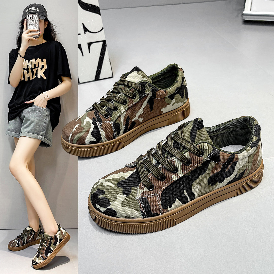 Camouflage Lace-Up Canvas Sneakers