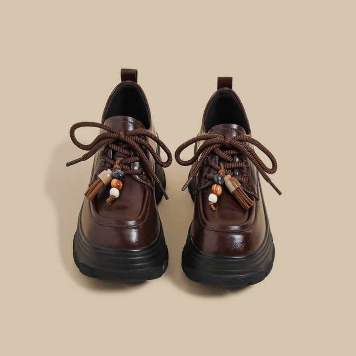 Chunky Platform Tassel Lace-Up Shoes