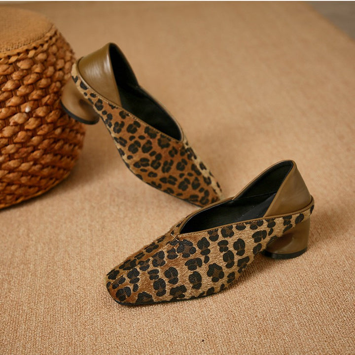 Vintage Leopard Print Low Heel Pumps