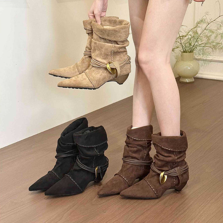 Vintage Suede Pointed Toe Boots