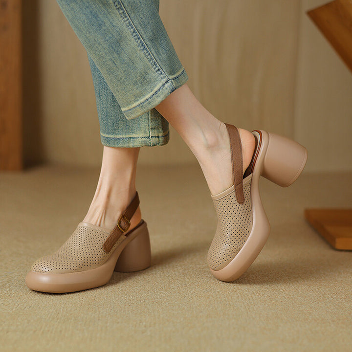 Breathable Perforated Slingback Heels
