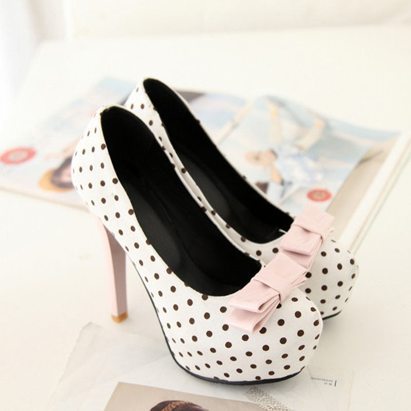 Polka Dot Bow Platform Pumps