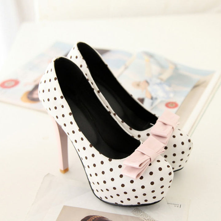 Polka Dot Bow Platform Pumps