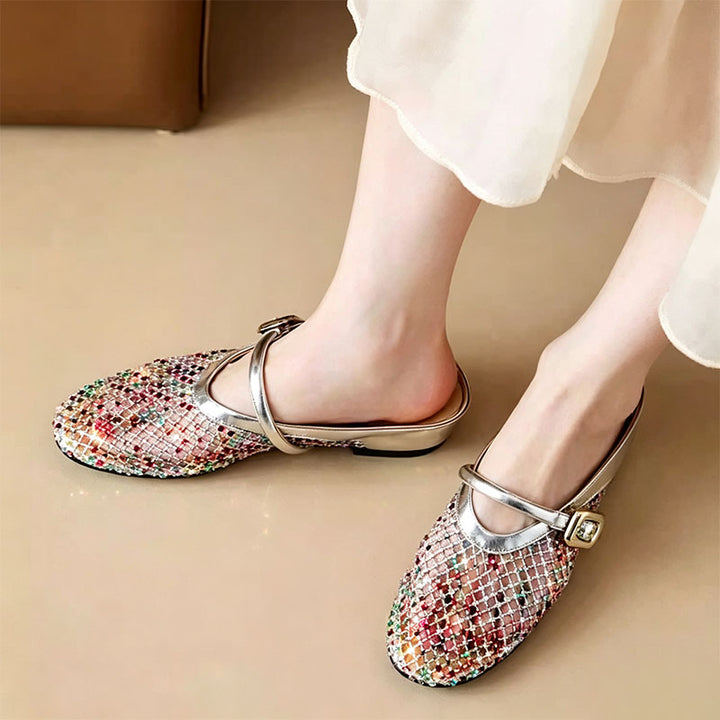Colorful Woven Mary Jane Flats