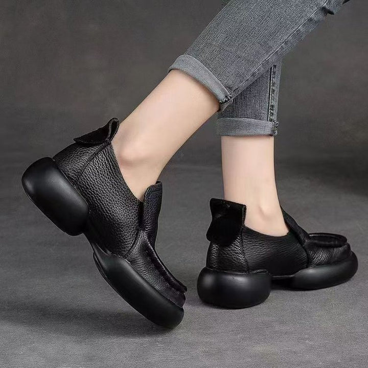 Soft Leather Platform Slip-On Loafers