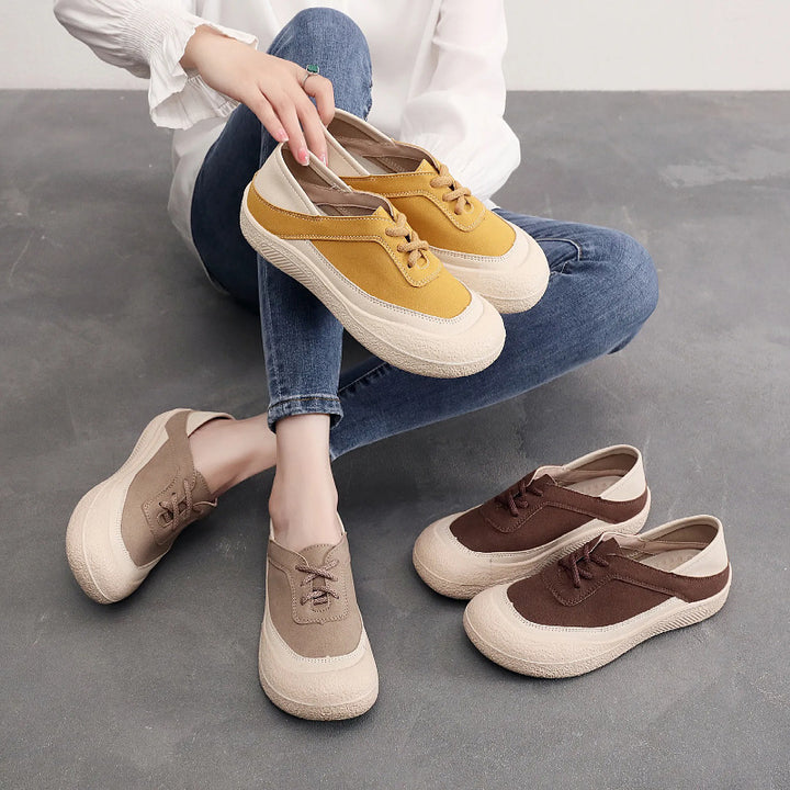 Retro Lace-Up Color Block Daily Sneakers