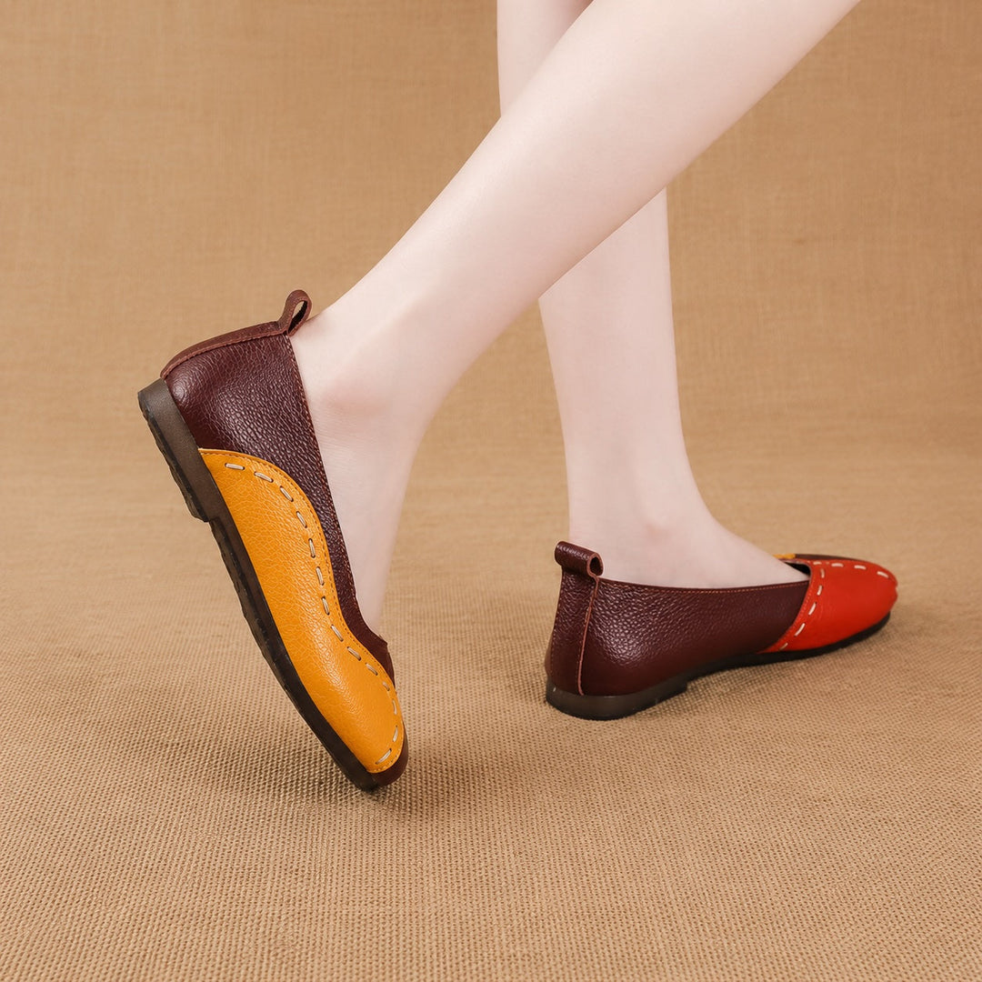 Colorblock Soft Leather Flats