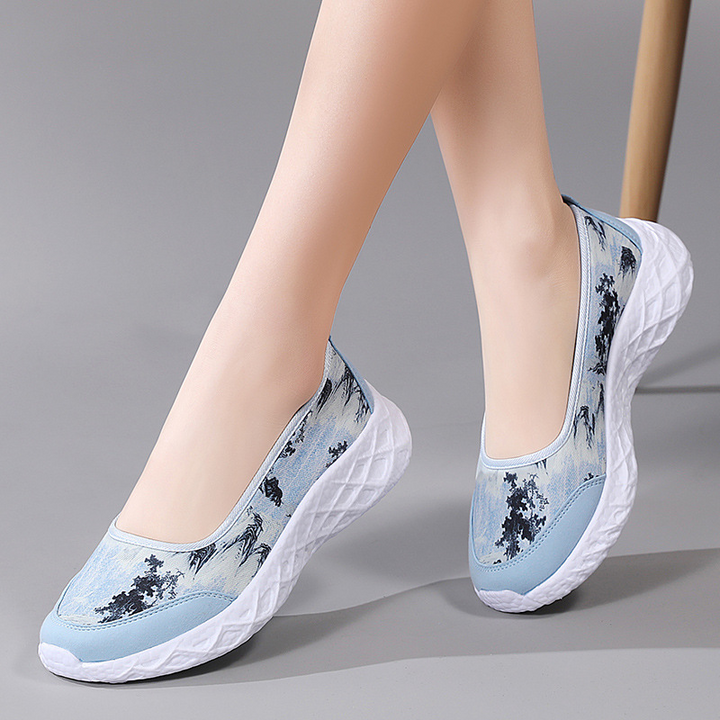 Floral Print Lightweight Slip-On Walking Shoes