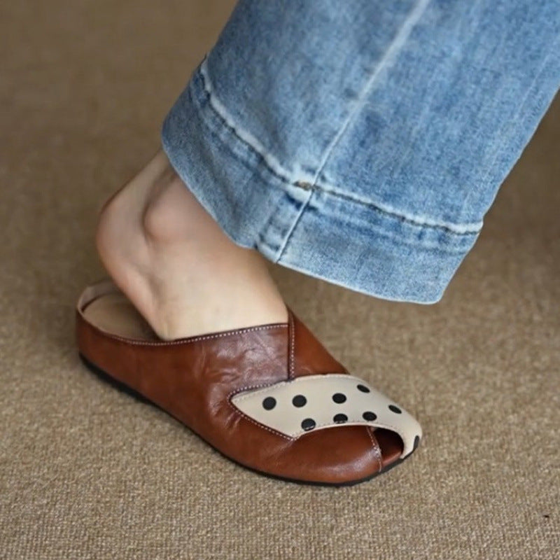 Polka Dot Mule Flats