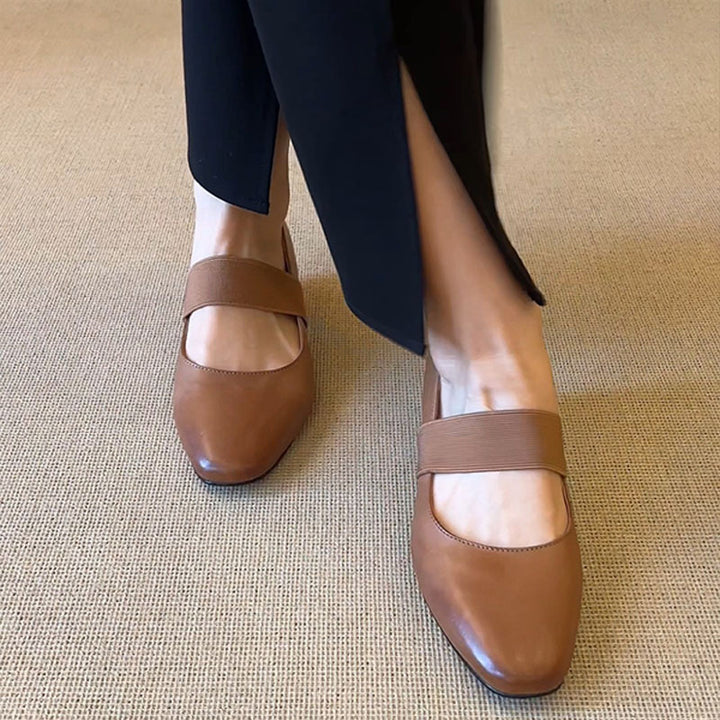 Soft Leather Mary Jane Wedge Pumps