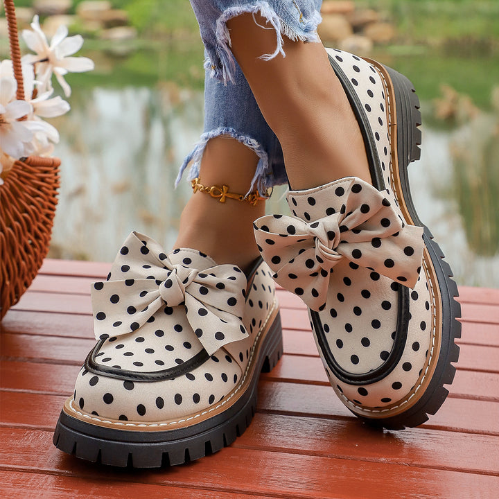 Polka Dot Bow Chunky Loafers