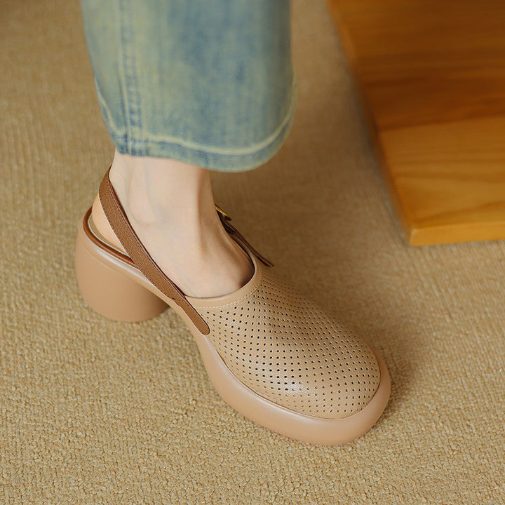 Breathable Perforated Slingback Heels