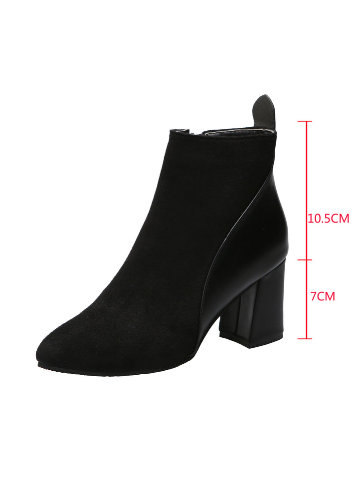 Suede Block Heel Ankle Boots