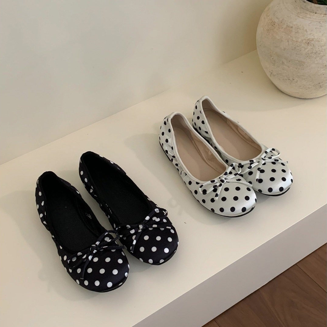 Polka Dot Bow Ballet Flats