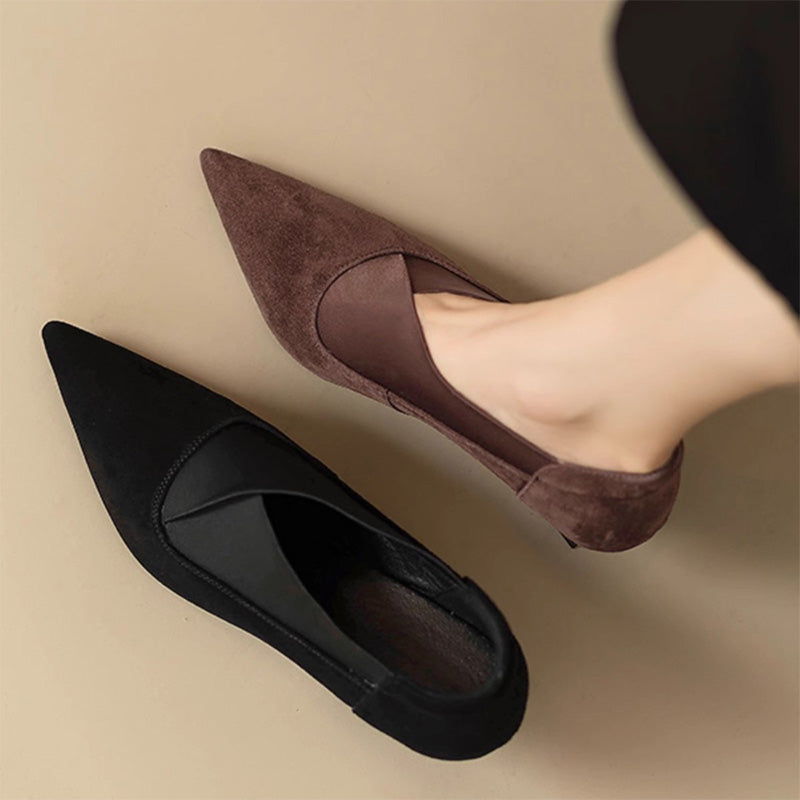 Elegant suede pointed-toe high heels