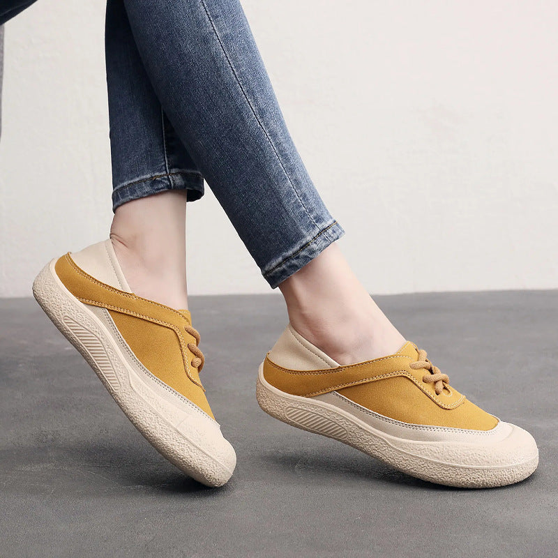 Retro Lace-Up Color Block Daily Sneakers