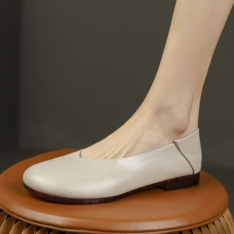 Soft Leather Round Toe Flats
