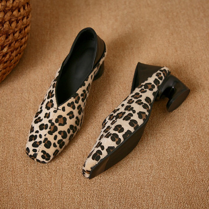 Vintage Leopard Print Low Heel Pumps