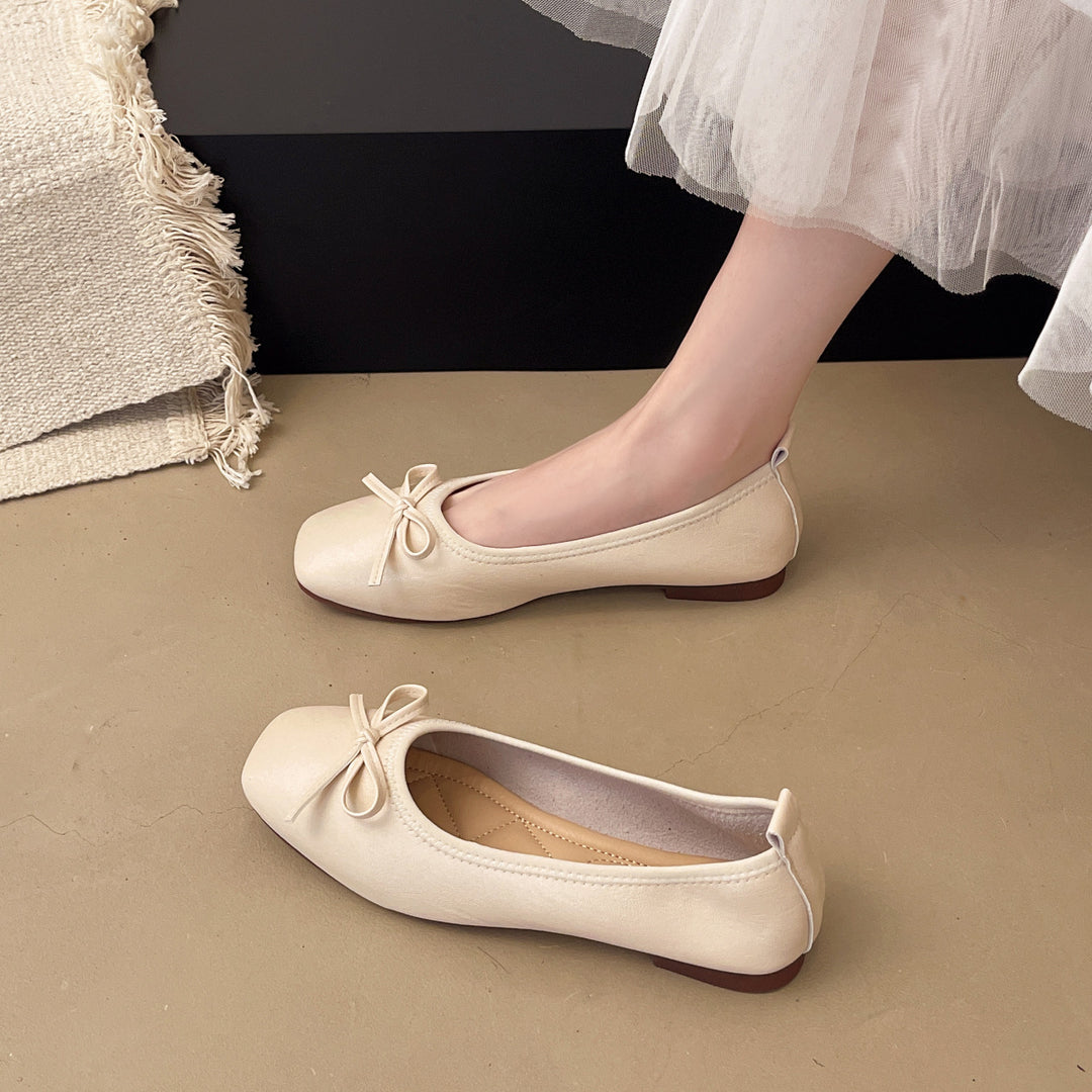 Classic Bow Square Toe Ballet Flats