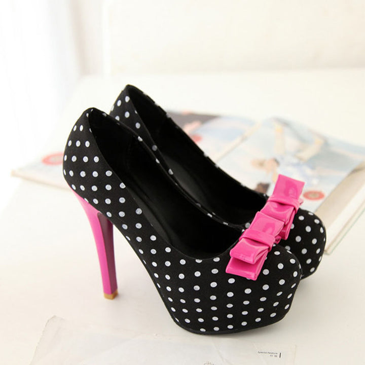 Polka Dot Bow Platform Pumps