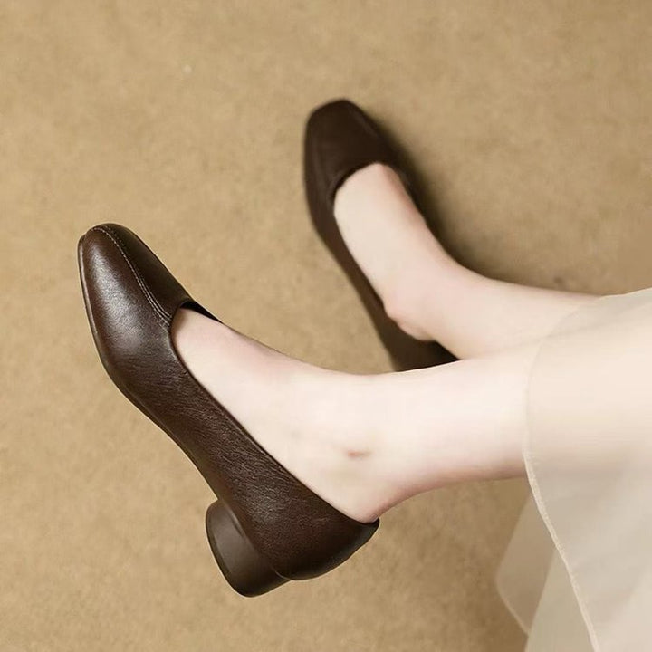 Classic Square Toe Low Heel Pumps