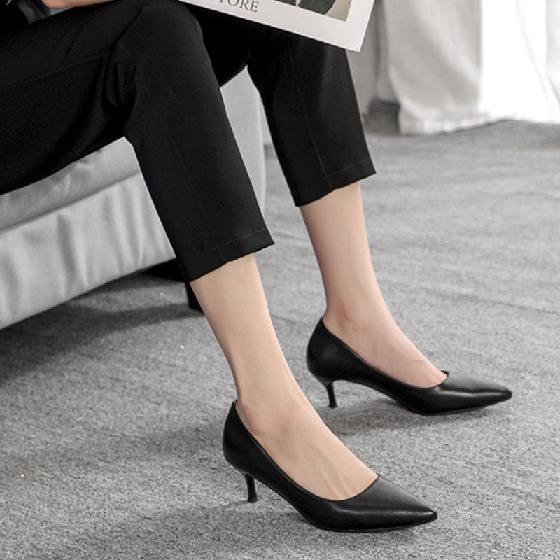 Classic Pointed Toe Kitten Heel Pumps