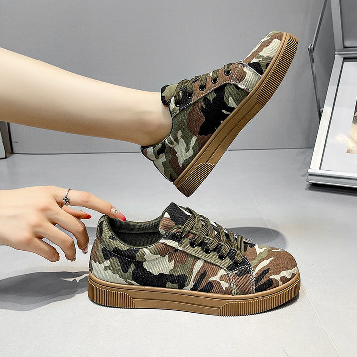 Camouflage Lace-Up Canvas Sneakers