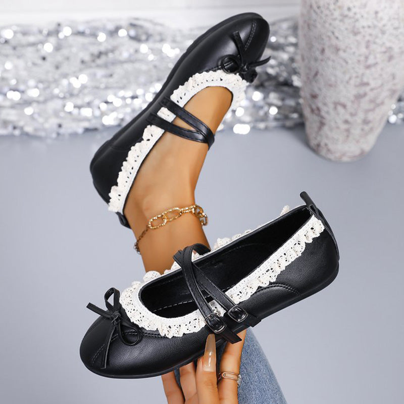 Lace Trim Mary Jane Flats