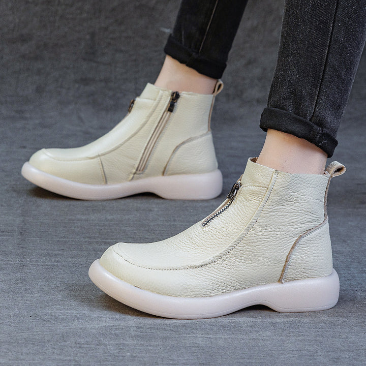 Front Zip Comfort Ankle Boots