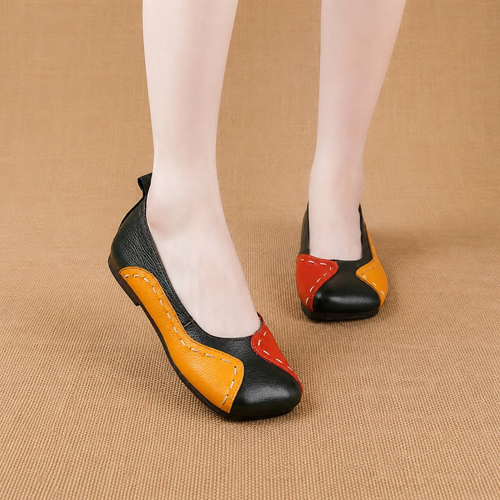 Colorblock Soft Leather Flats