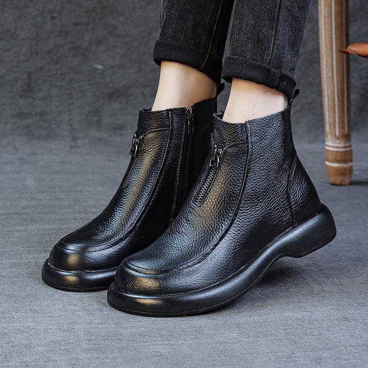 Front Zip Comfort Ankle Boots
