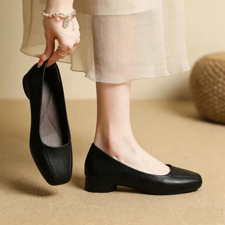 Classic Square Toe Low Heel Pumps