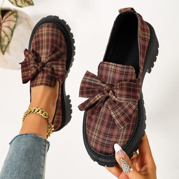 Plaid Bow Platform Loafers