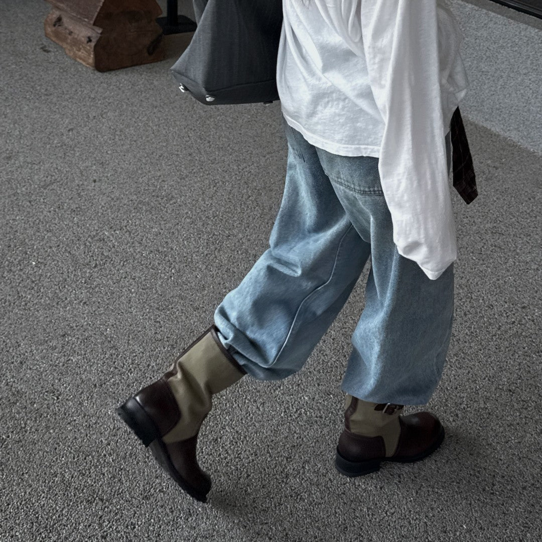 Vintage Two-Tone Mid-Calf Boots