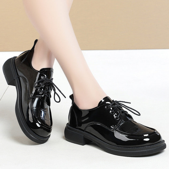 Glossy Black Lace-Up Oxford Shoes