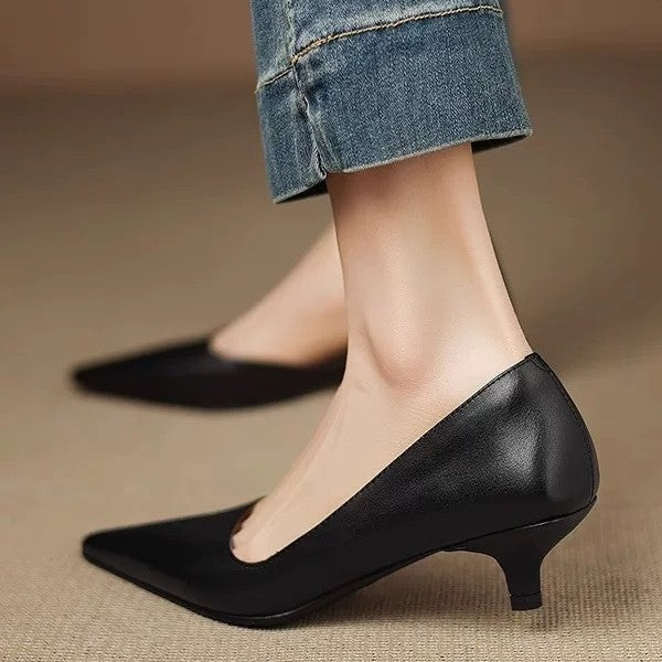 Mauve Pointed Toe Kitten Heel Pumps