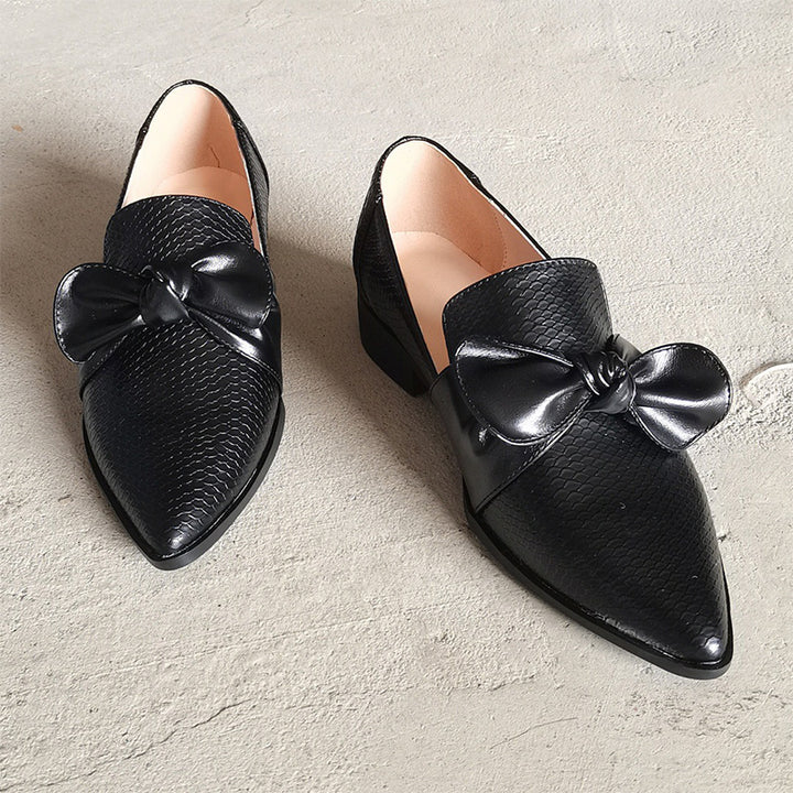 Pointed Toe Bow Detail Loafers